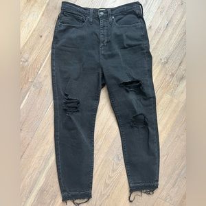 Madewell Black Distressed Mom Jeans